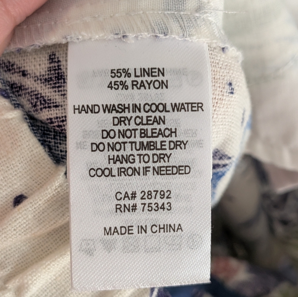 Joie Tropical Print Wide Leg Pants Linen Blend Blue Palm Print Size 6 - Picture 5 of 5